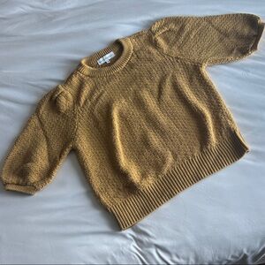 White + Warren Mustard Crewneck Sweater
